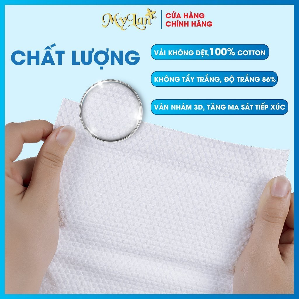 Khăn Lau Mặt Khô Đa Năng Mylan An Toàn Cho Da Không Chất Huỳnh Quang Vải Không Dệt 100% cotton thực vật tự phân hủy