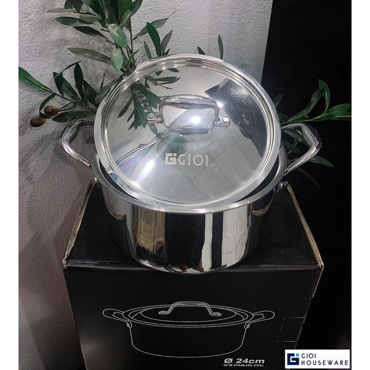 Nồi 3 Đáy inox304, Đánh Bóng Gương Chất Lượng Cao, 5Lít 24cm
