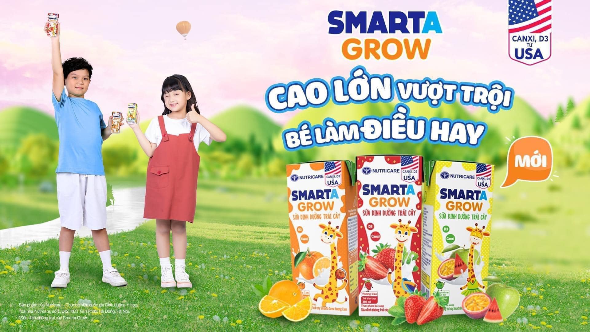 Thùng 48 hộp Sữa dinh dưỡng Smarta Grow Trái Cây 180ml