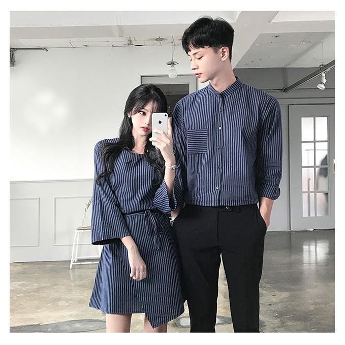 Áo đôi váy sơ mi thời trang thiết kế nam nữ chất đẹp AV173