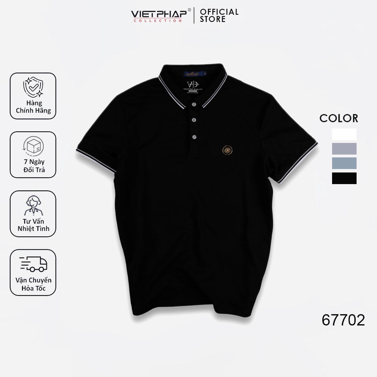 Áo Thun Polo Nam Cao Cấp VIỆT PHÁP / Form Basic- Chất liệu cotton co dãn thấm hút mồ hồi tốt 67702