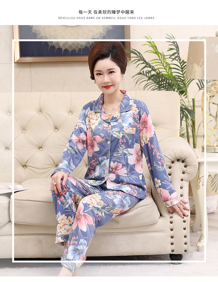 Pijama trung niên nữ B92 - Bộ đồ pizama ngủ nữ vải lụa sữa cao cấp hàng Quảng Châu dài tay mặc nhà mùa thu đông cho mẹ, cho bà - Bộ Pyjama thời trang cho người lớn, trung tuổi U40 U50 U60 U70 đẹp cao cấp Bigsize giá rẻ