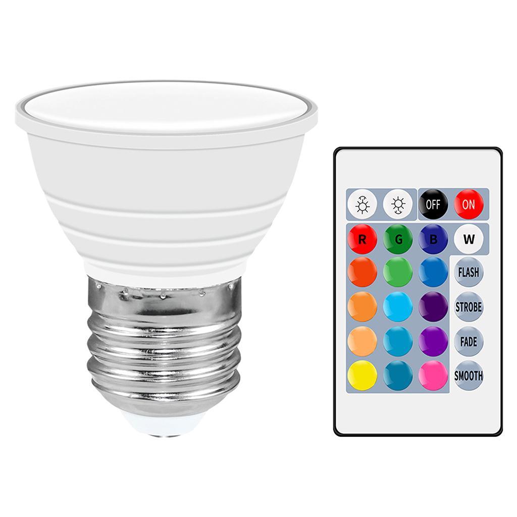 Color Changing E27 Light Bulb Lamp RGB with Remote Cream Lens White