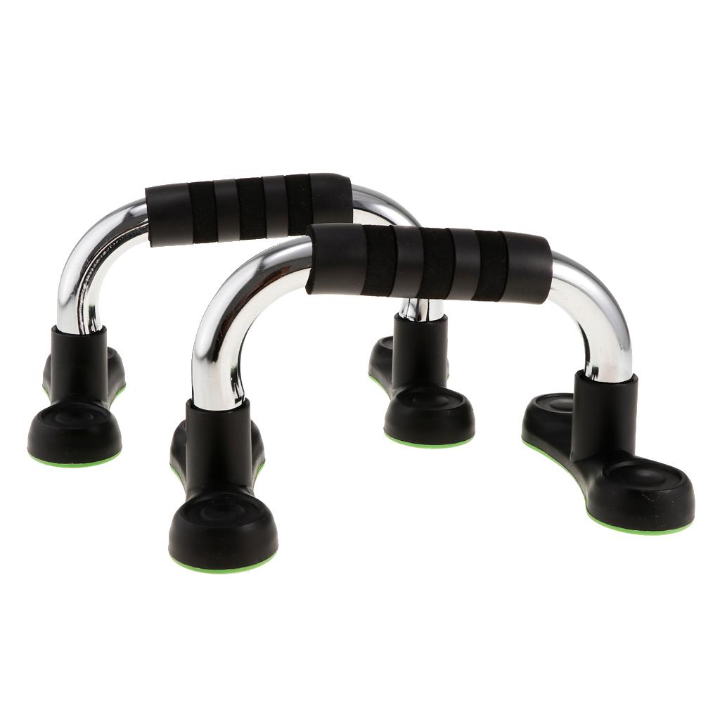1 Pair Steel Push up Bars Chest Muscle Pushup Stands with Foam Grips Slivery