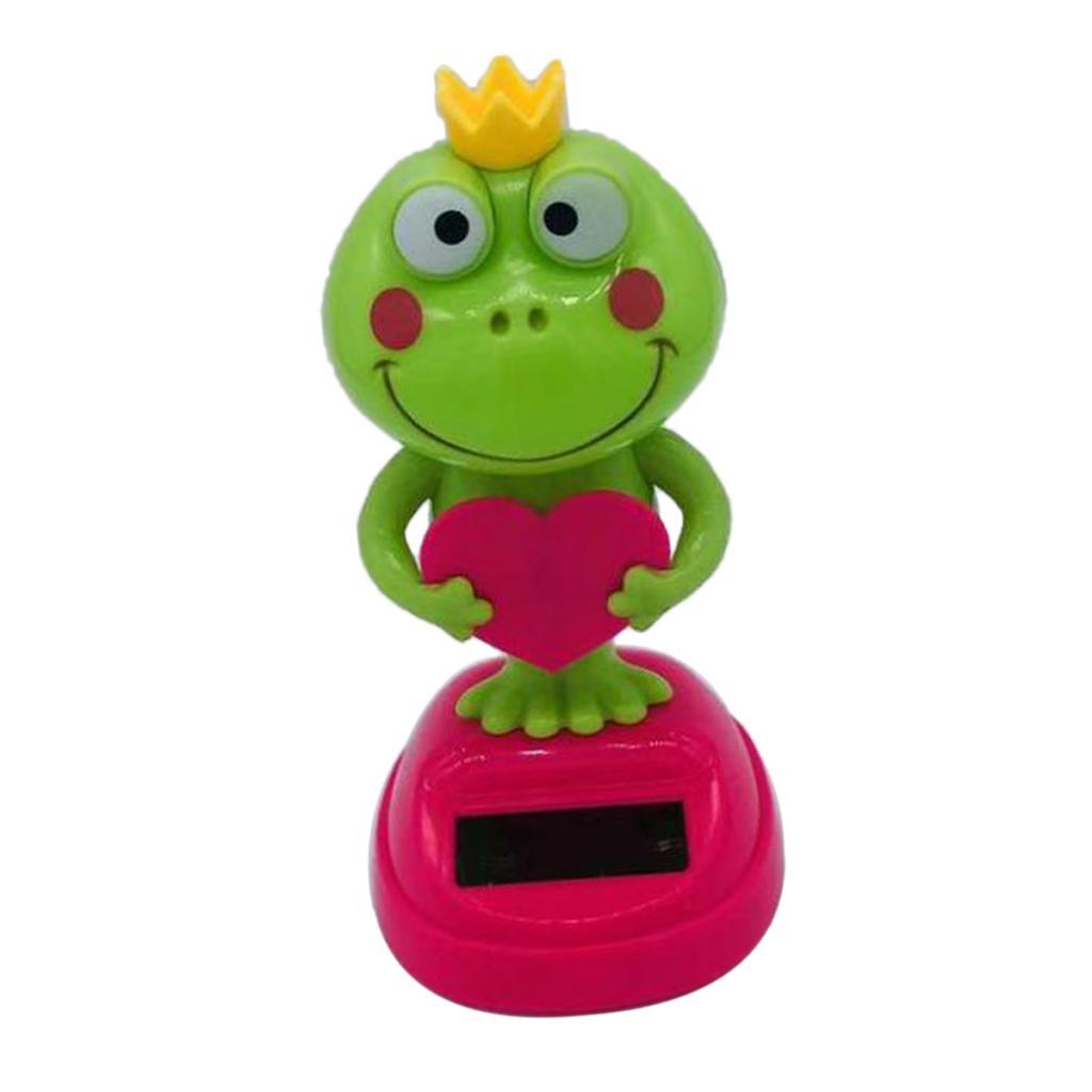 Solar Powered Dancing Green Frog Animated Bobble Dancer Toy Table Car Decor