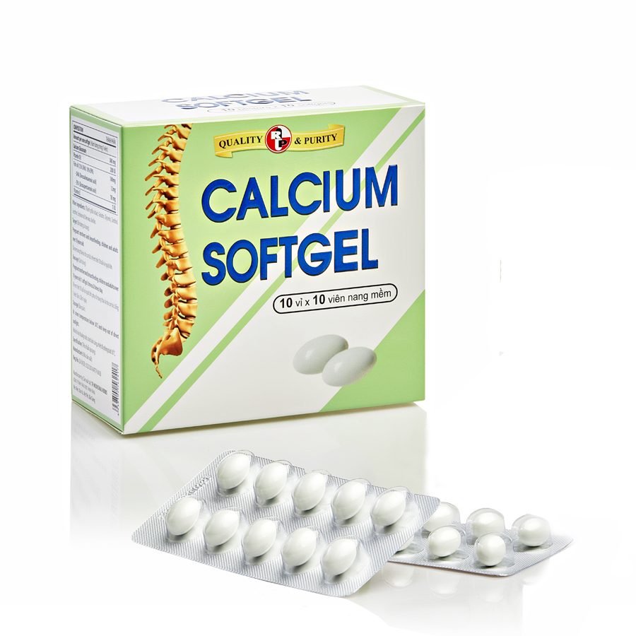 Thực phẩm chức năng bổ xương bổ sung Calcium ( canxi) và Vitamin D3- Calcium softgel – Robinson Pharma Usa - Hộp 100 viên