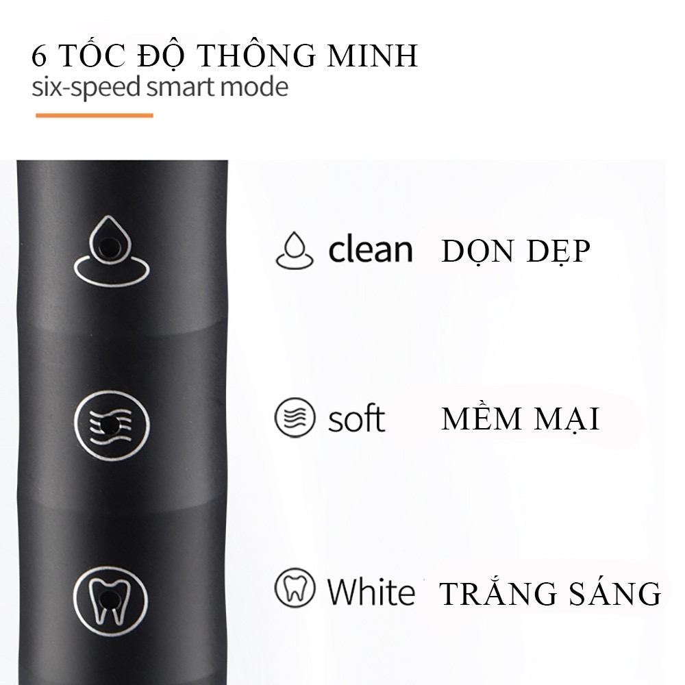 Bàn chải điện sạc USB Bàn chải đánh răng điện tự động 6 chế độ cao cấp chống nươc