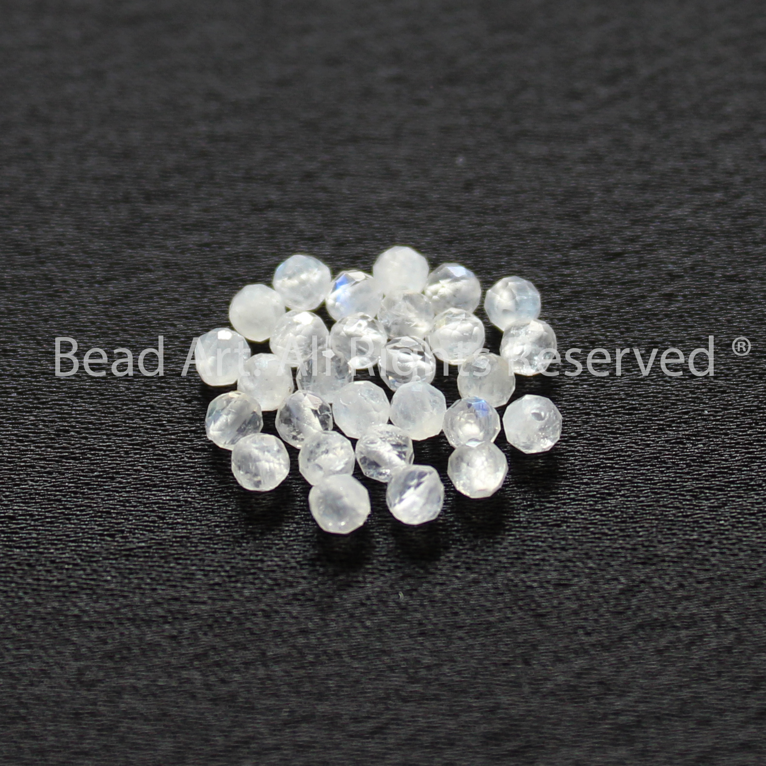 [5 Hạt/10 Hạt] 2.5MM Đá Moonstone Giác Cắt Loại A, Mặt Trăng, Tự Nhiên Ánh Cầu Vồng, Đá Phối Vòng Tay Phong Thuỷ, Chuỗi Hạt, Mệnh Kim, Thuỷ - Bead Art