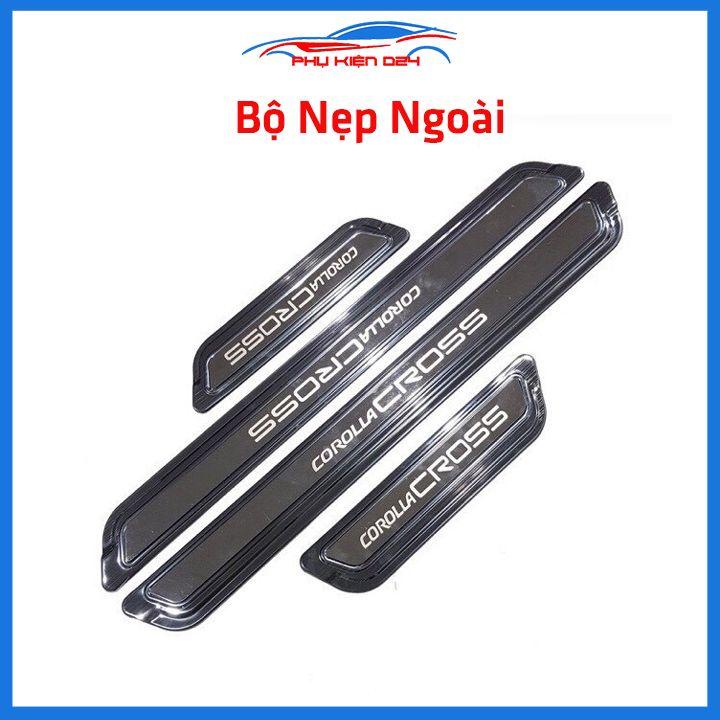 Bộ ốp bậc cửa trong ngoài nẹp bước chân Corolla Cross 2020 vân Titan chống trầy trang trí xe