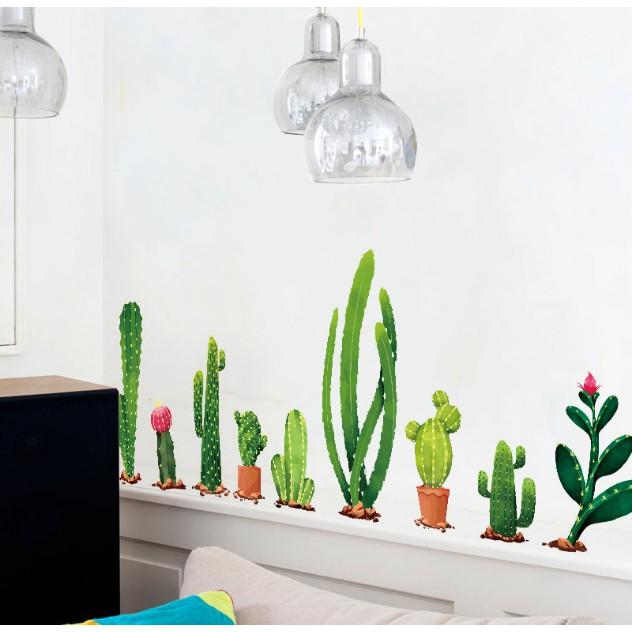 Decal trang trí tường - Nhiều Cây Xương Rồng Nhánh Dài
