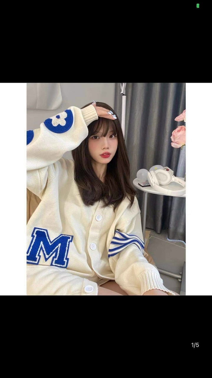 Khoác nỉ cadigan M màu sữa