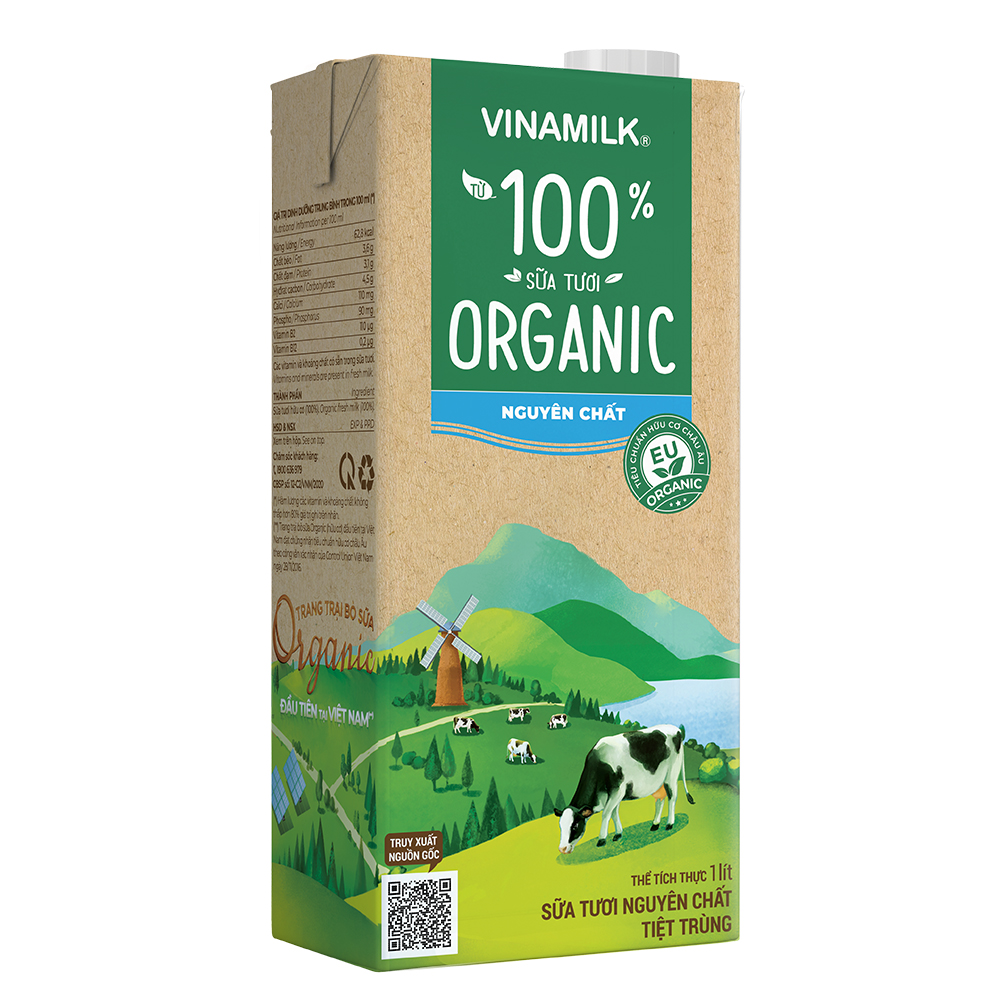 Thùng 12 Hộp Sữa Tươi Tiệt Trùng Vinamilk 100% Organic Không Đường (1lít)