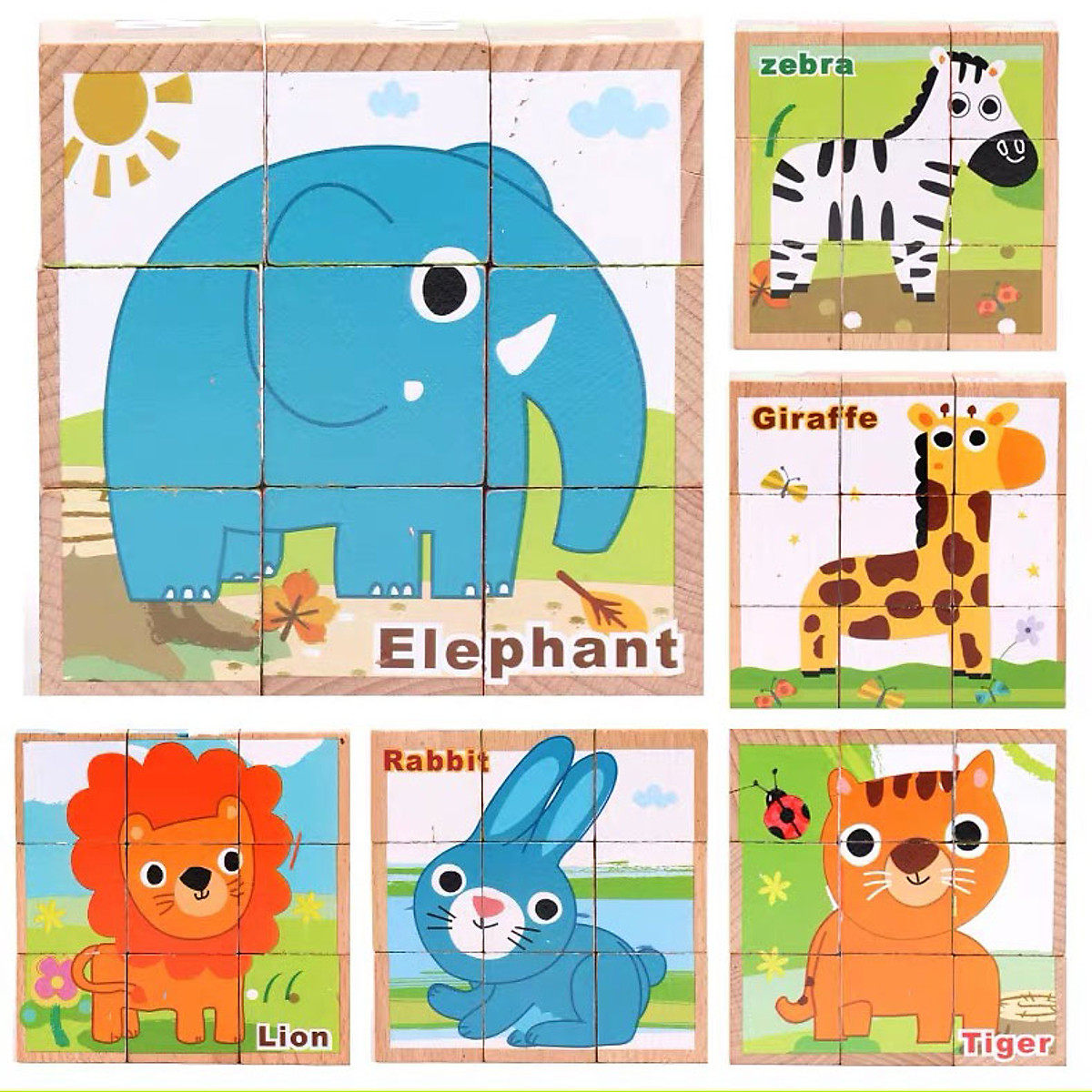 6 chủ đề xếp hình 9 khối lập phương gỗ beech cao cấp | Block puzzle