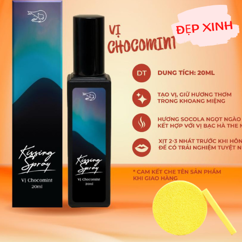 Kissing Spray - Xịt thơm miệng vị Chocomint cho Kissaholics - Loli & The Wolf Tặng Kèm Mút Rửa Mặt