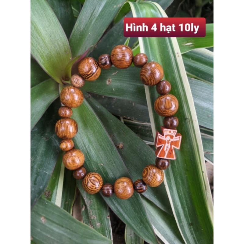Chuỗi hạt mân côi thánh giá hạt 8ly 10ly 12ly vòng tay nam nữ gỗ hương muồng màu đen và vàng