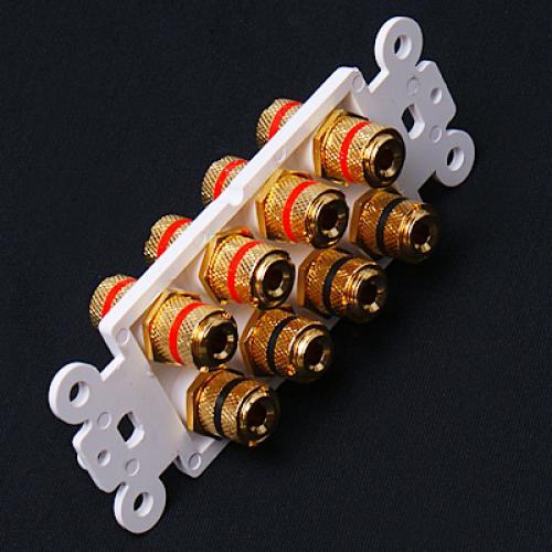 Budget 4 Speakers Cable Wall Plate 8 Banana Plug for Audio Video Theater Cable