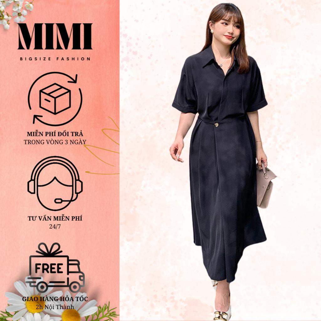 MiMi Bigsize (45KG-100KG) Đầm Big Size Dáng Dài Cúc Eo Form Xòe