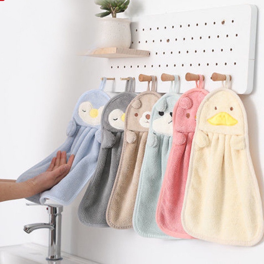 Khăn Lau Tay Hình Thú Treo Tường Mềm Mại Thấm Hút Tốt