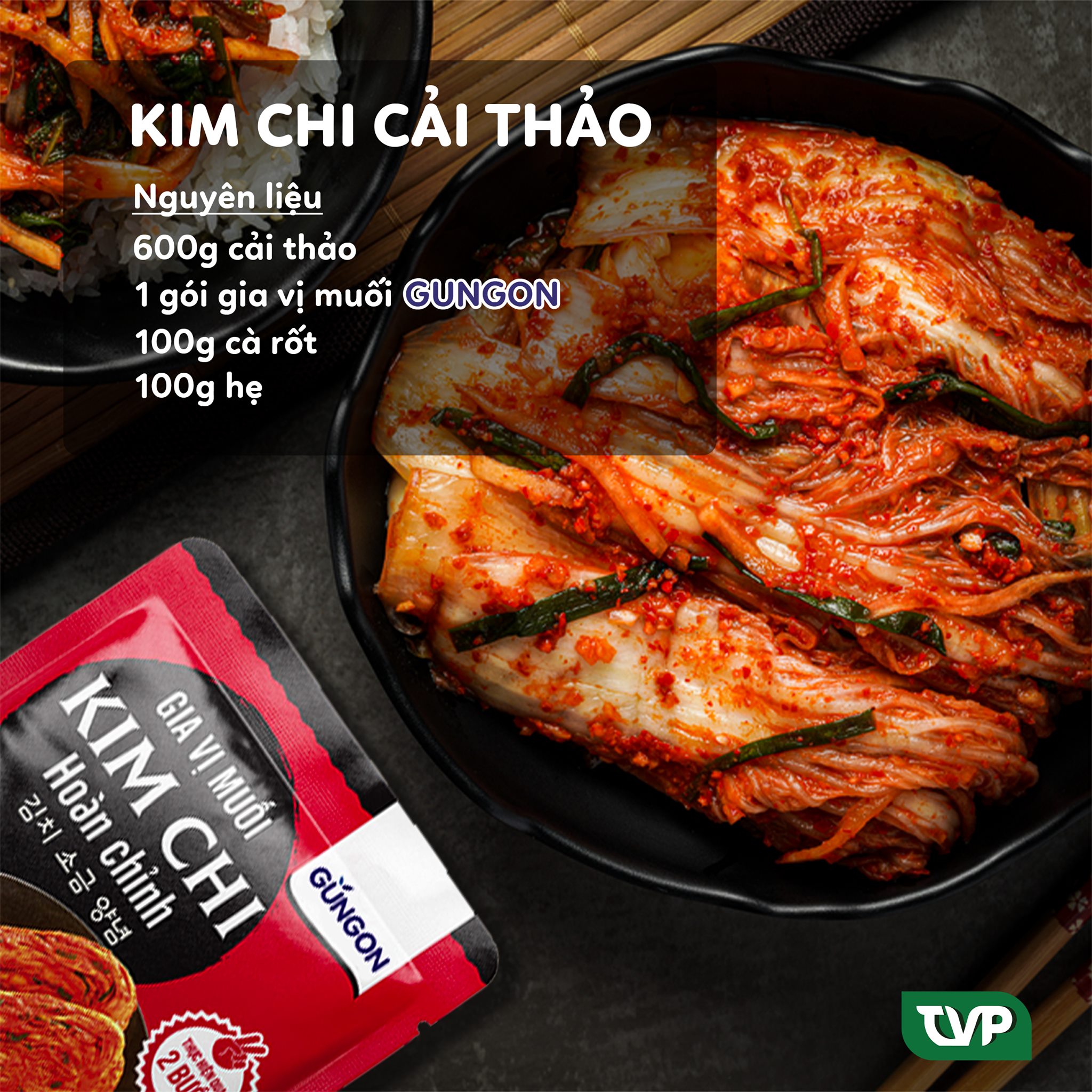 Combo 2 gói bột gia vị muối kim chi Gungon 2 bước chuẩn  vị Hàn Quốc làm được 1.4kg kimchi