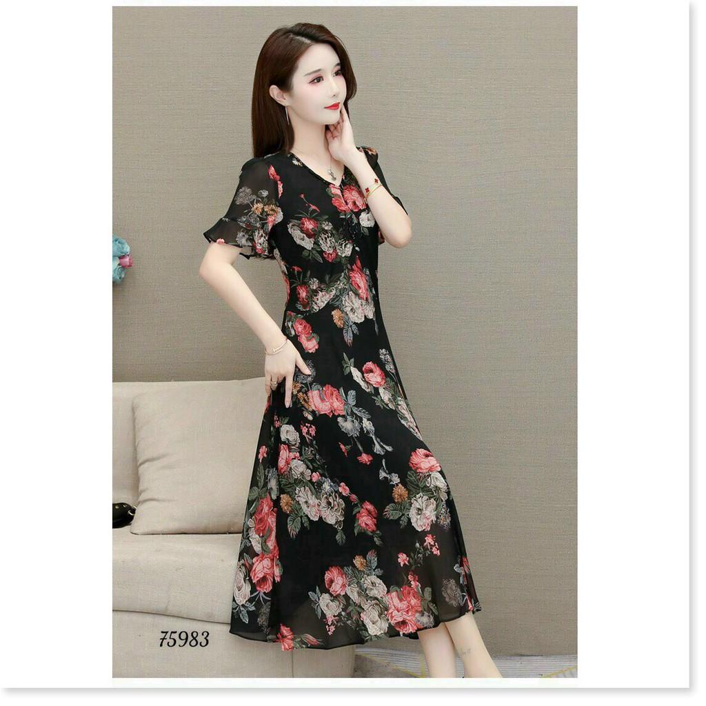 ĐẦM LỤA DÁNG XÒE HỌA TIẾT HOA VÔ CÙNG XINH THỜI TRANG LANO STORE 99