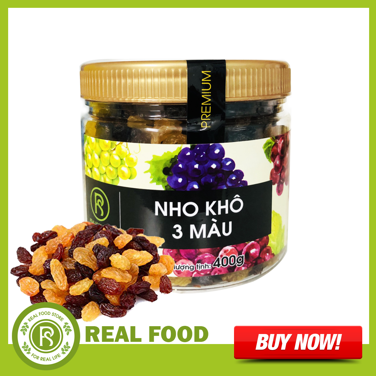 350G Nho Khô 3 Màu Real Food (Mix Raisin)