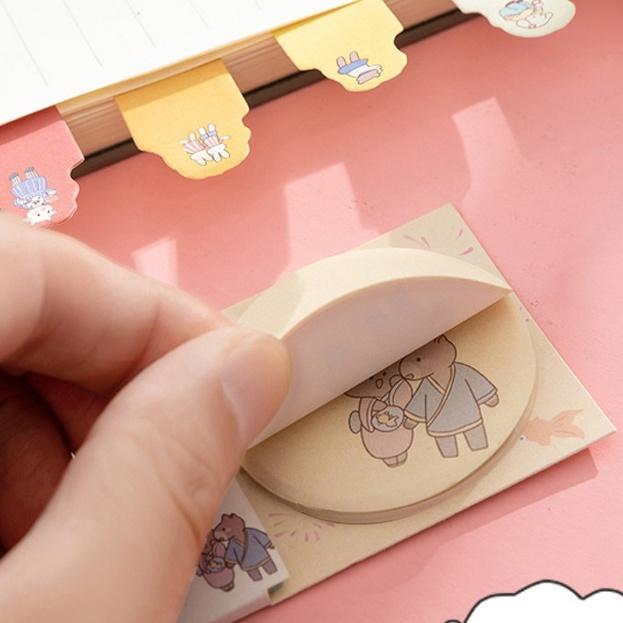 PK958 Bộ 100 tờ Giấy ghi chú màu pastel nhiều hình hoạt hình đáng yêu giấy note post it sticker