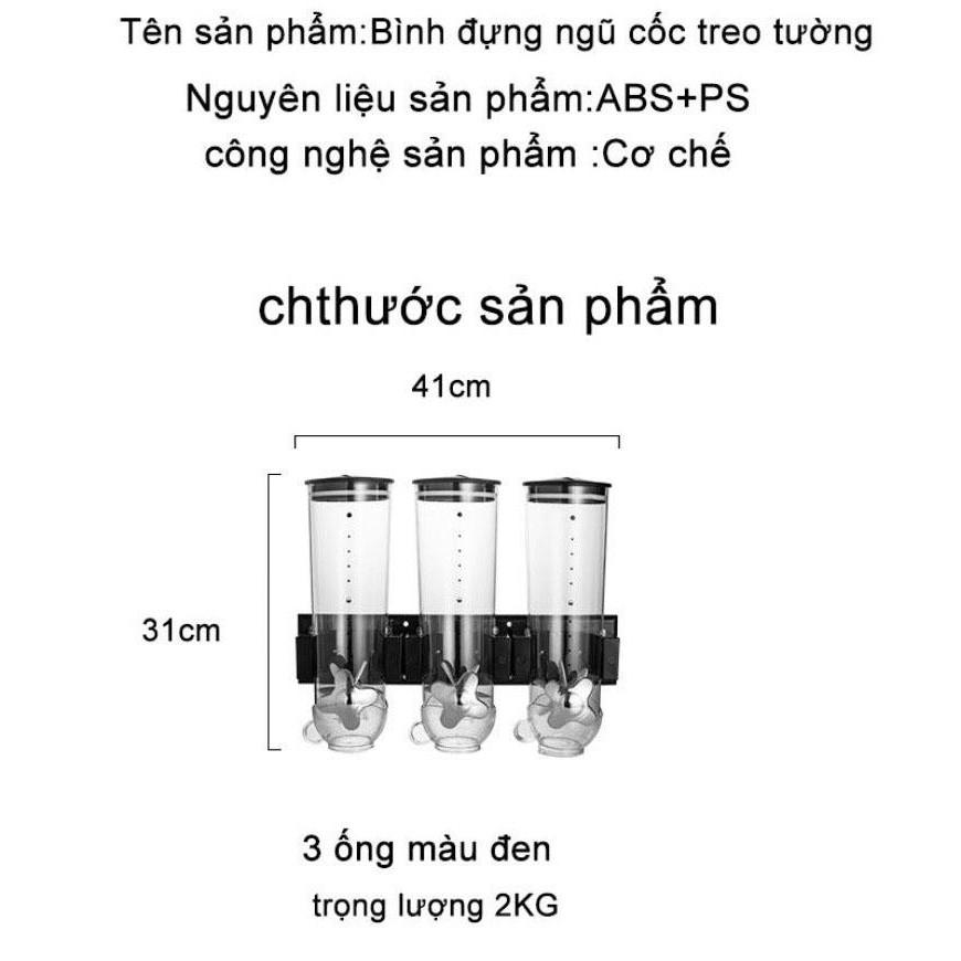 Bình treo tường đựng gia vị đựng ngũ cốc Nhựa ABSCare - Bộ 3 bình - AsiaMart