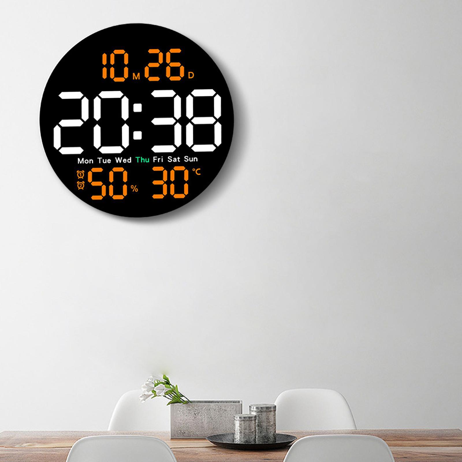 Digital Wall Clock Alarm Clock Hanging Adults Temperature/humidity Digital Clock Electronic Clock for Home Bedroom Study Room