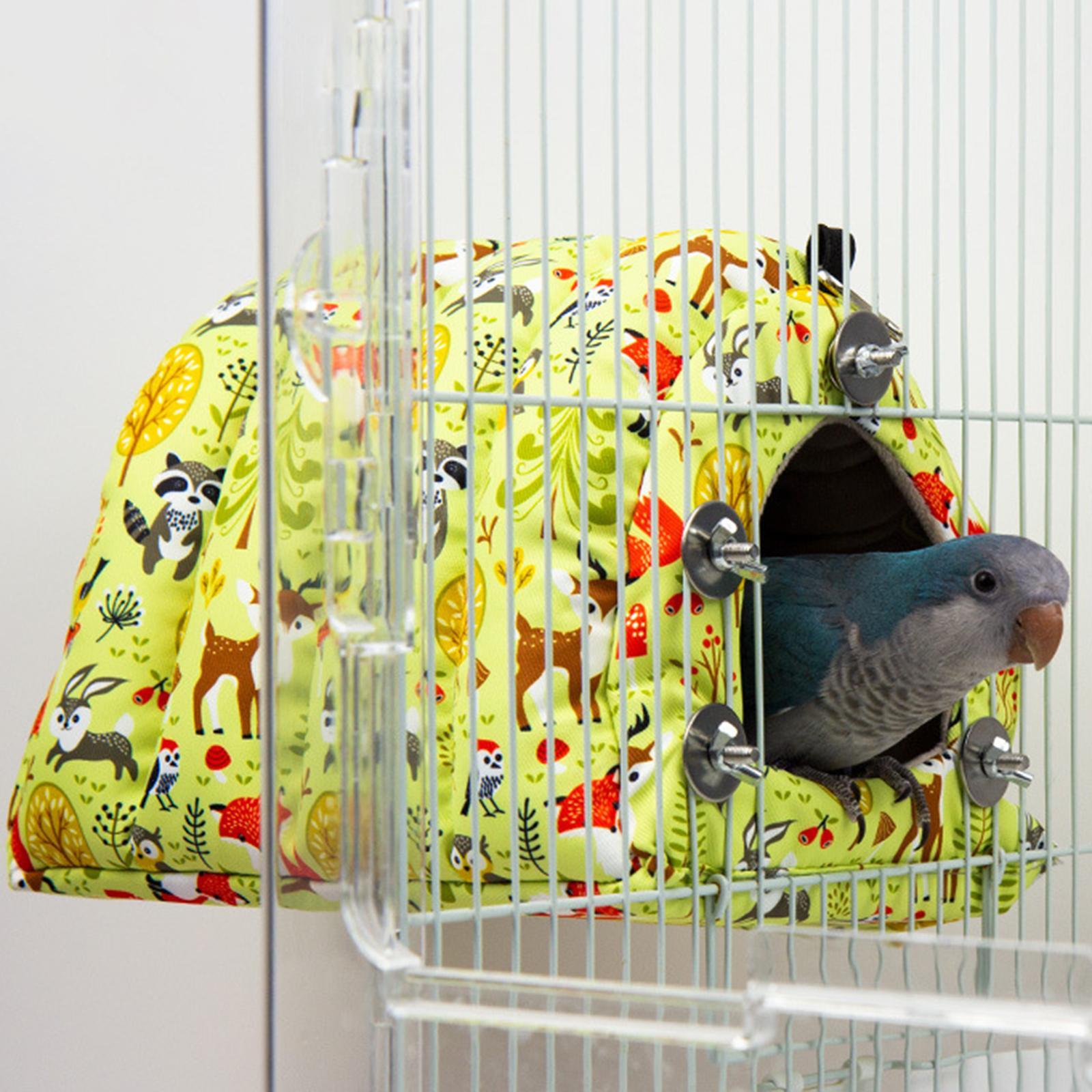 Winter Parrot Cage Tent Hammock Cage Accessories Hut Bird Bed Removable Pads Plush Shed Toy Bird Nest for Parrot Lovebirds Finches Cockatoo