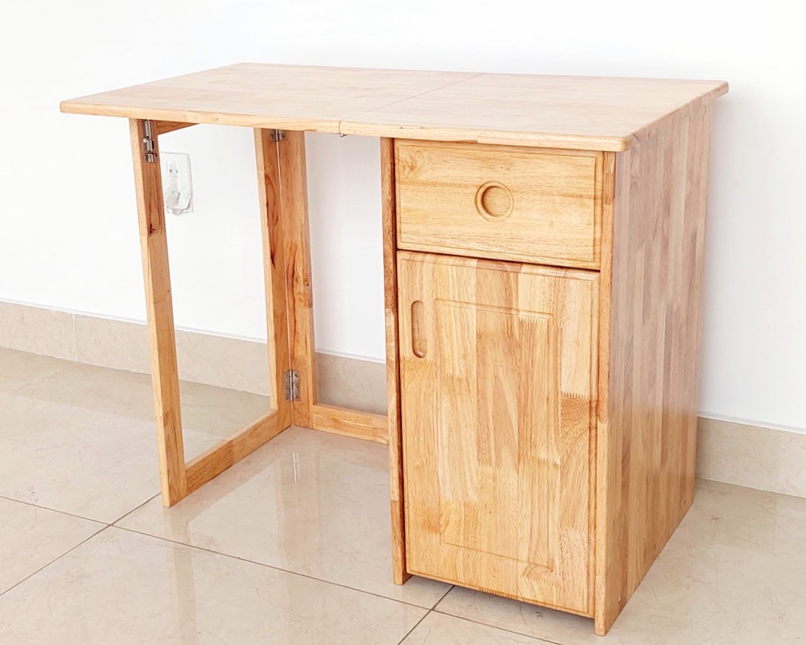 Bàn Làm Việc, Bàn Học Gỗ Cao Su Xếp Gọn 2 Hộc 90*50cm Nhiều Màu - Gỗ Song Bản