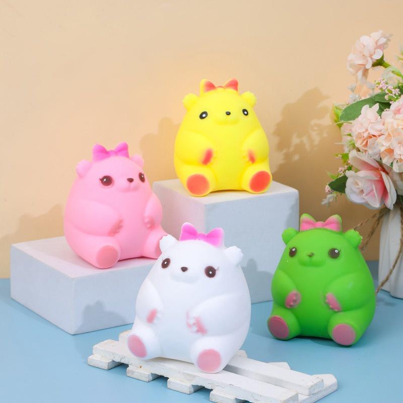 Squishy Mochi hình GẤU ĐEO NƠ mềm mịn dễ thương chân thực giảm stress co dãn đàn hồi ngộ nghĩnh bóp giải trí