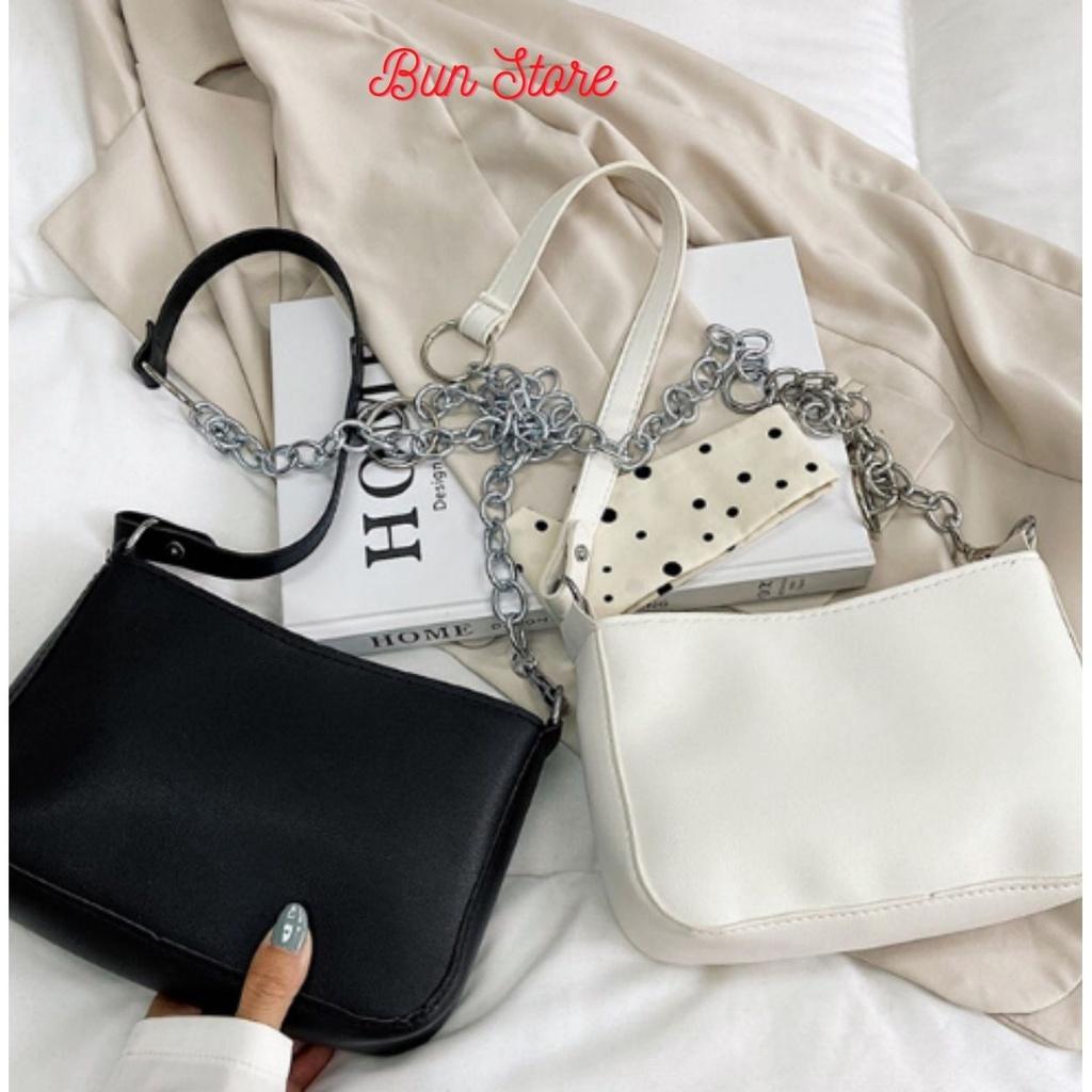 Túi kẹp nách nữ da mềm trơn Túi Xách nữ đeo vai xách tay - Mẫu mới nhất Màu đen và Trắng