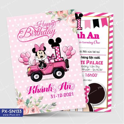 Thiệp thôi nôi – sinh nhật Pluxi bé Gái tuổi Chuột PX_SN133