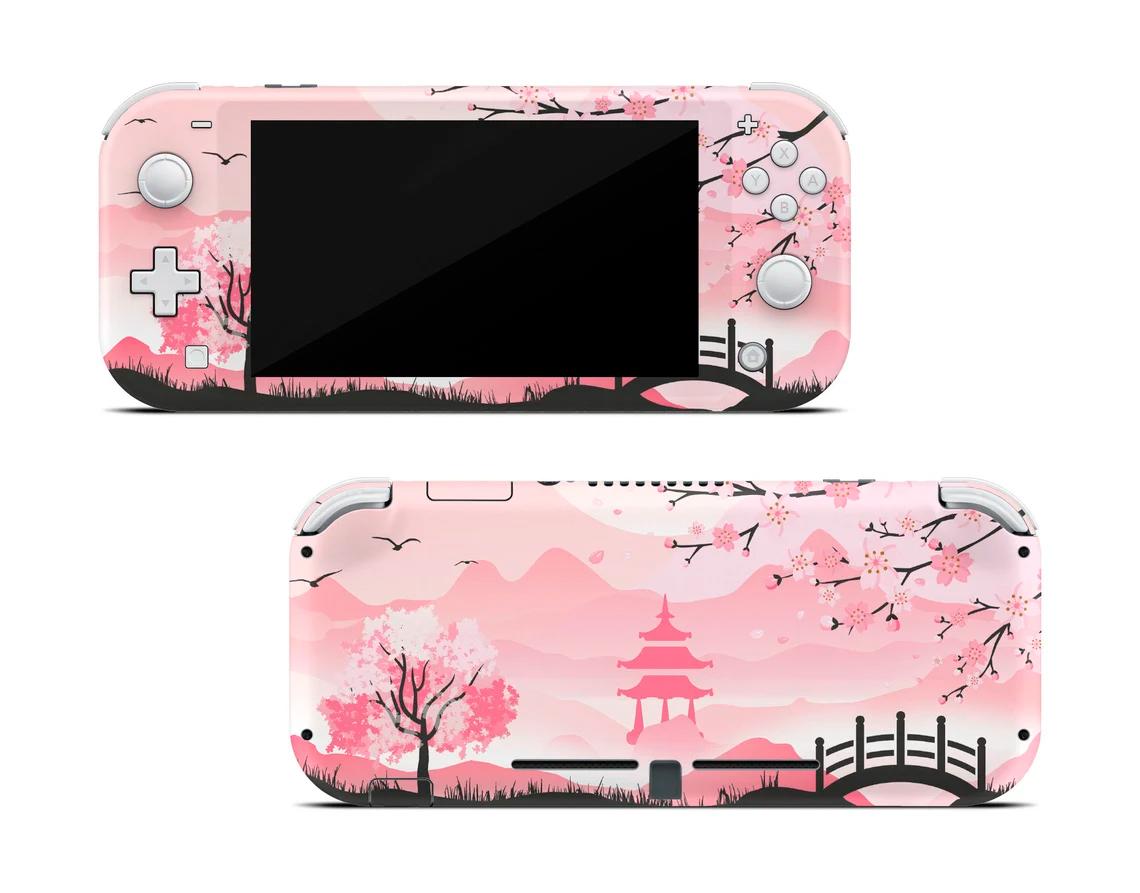 Skin decal dán Nintendo Switch Lite mẫu hoa anh đào Nhật Bản (dễ dán, đã cắt sẵn)