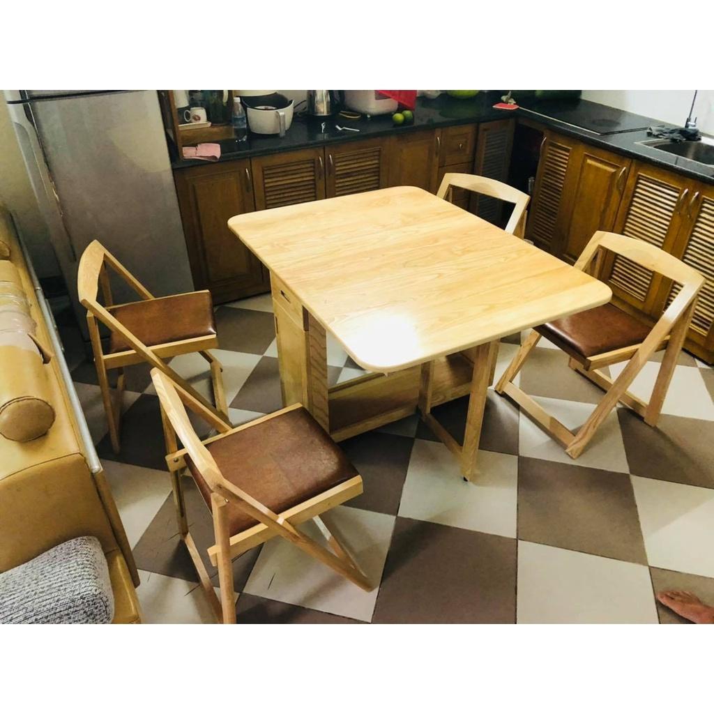 Bàn Ăn Thông Minh Gấp Gọn Gỗ Sồi Tự Nhiên