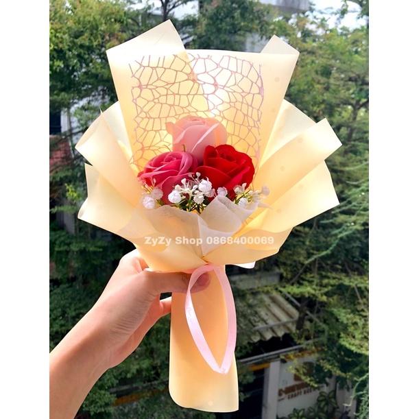 Hoa sáp 3 bông màu phối