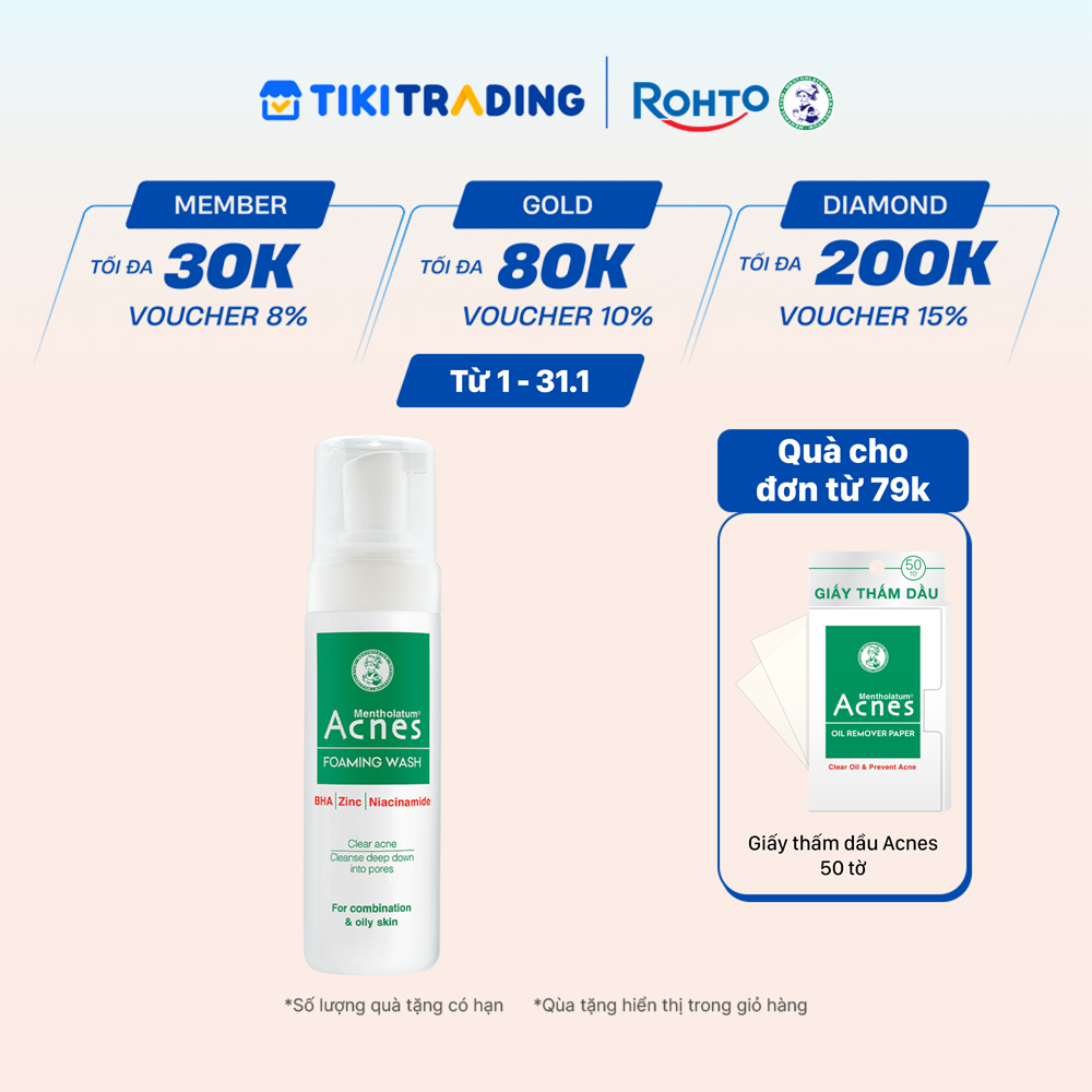 Sữa rửa mặt tạo bọt ngăn ngừa mụn Acnes Foaming Wash 150ml