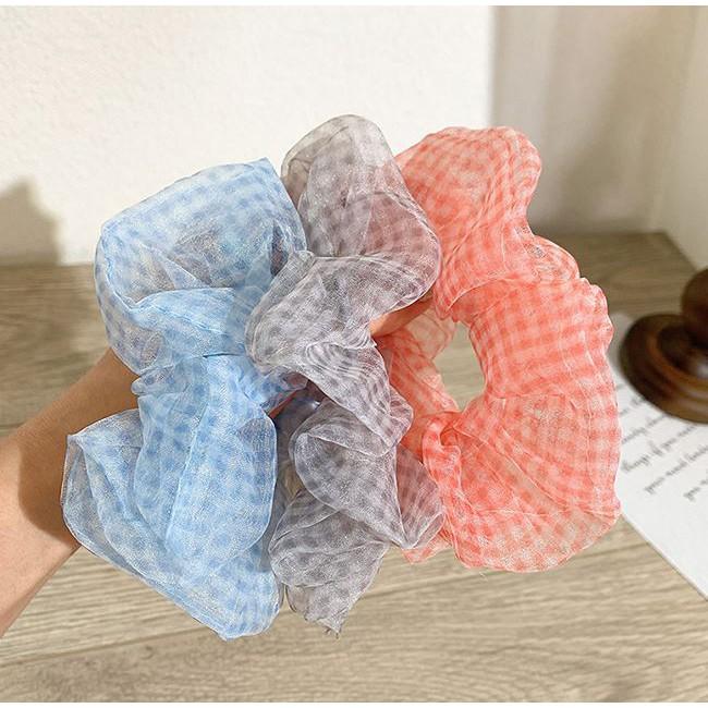 Dây buộc tóc vải scunchies voan kính loại đẹp C39