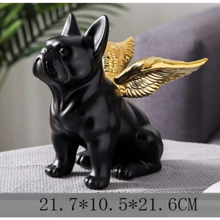 Tượng chú chó thiên thần mang tài lộc Angle Black Bull