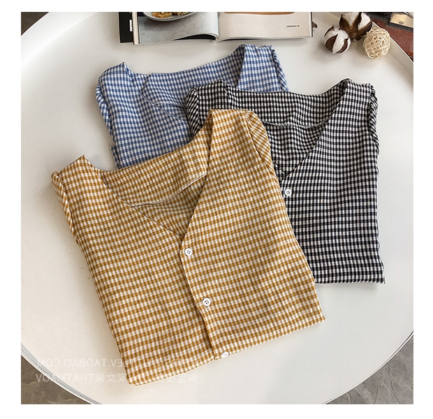 Áo sơ mi nữ Haint Boutique thiết kế kẻ caro đơn giản HB190
