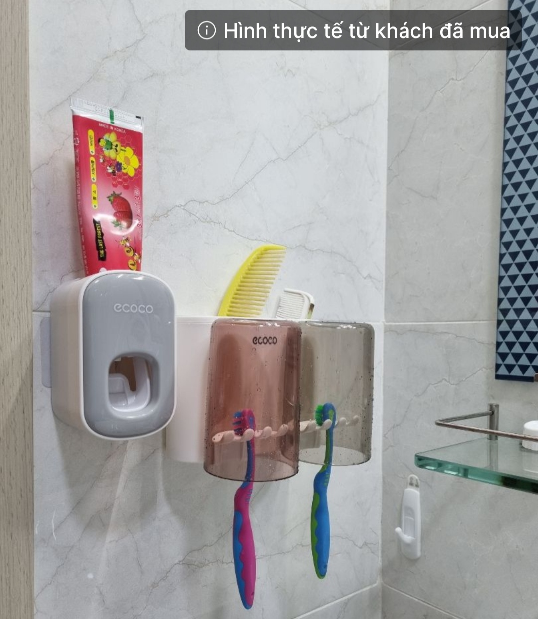 Bộ dụng cụ nhả kem đánh răng 02 cốc - PHT SUS-COCO-E1924- Chất liệu ABS cao cấp