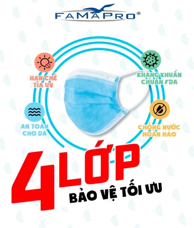 Khẩu Trang Y Tế (Famapro Sunny)/ 4 Lớp Kháng Khuẩn Lọc Bụi Mịn, Chống Tia UV [Hộp 50 Cái