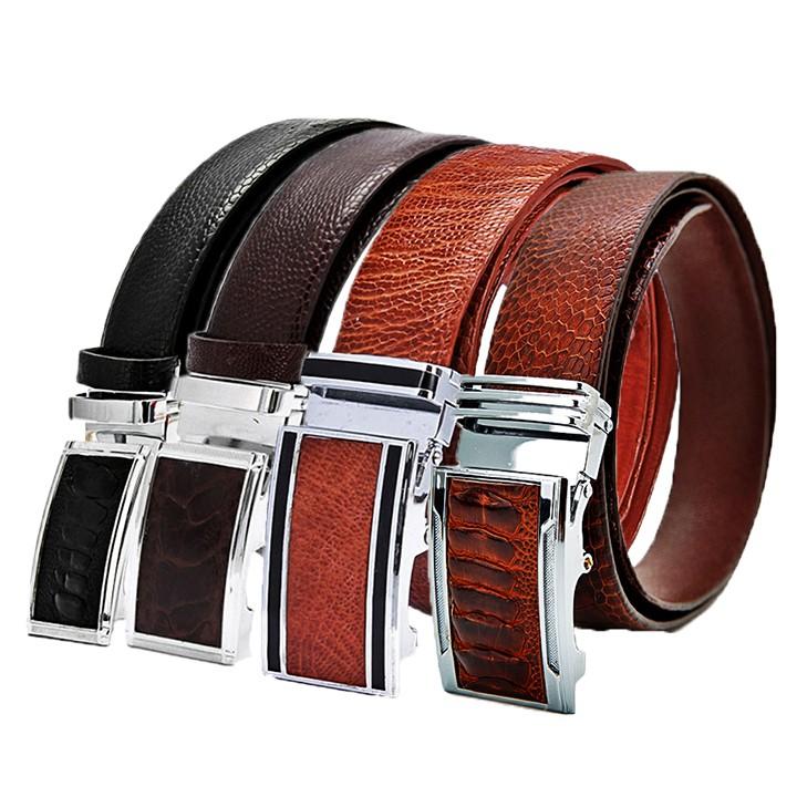 Thắt lưng nam da đà điểu Huy Hoàng 3,5P màu đen, nâu đất, vàng bò, nâu đỏ HC4401-02-03-04