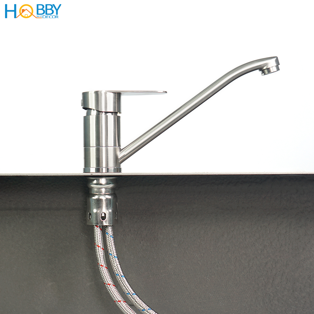 Vòi xả nước lavabo nóng lạnh thân dài Inox 304 Hobby Home Decor VRM3