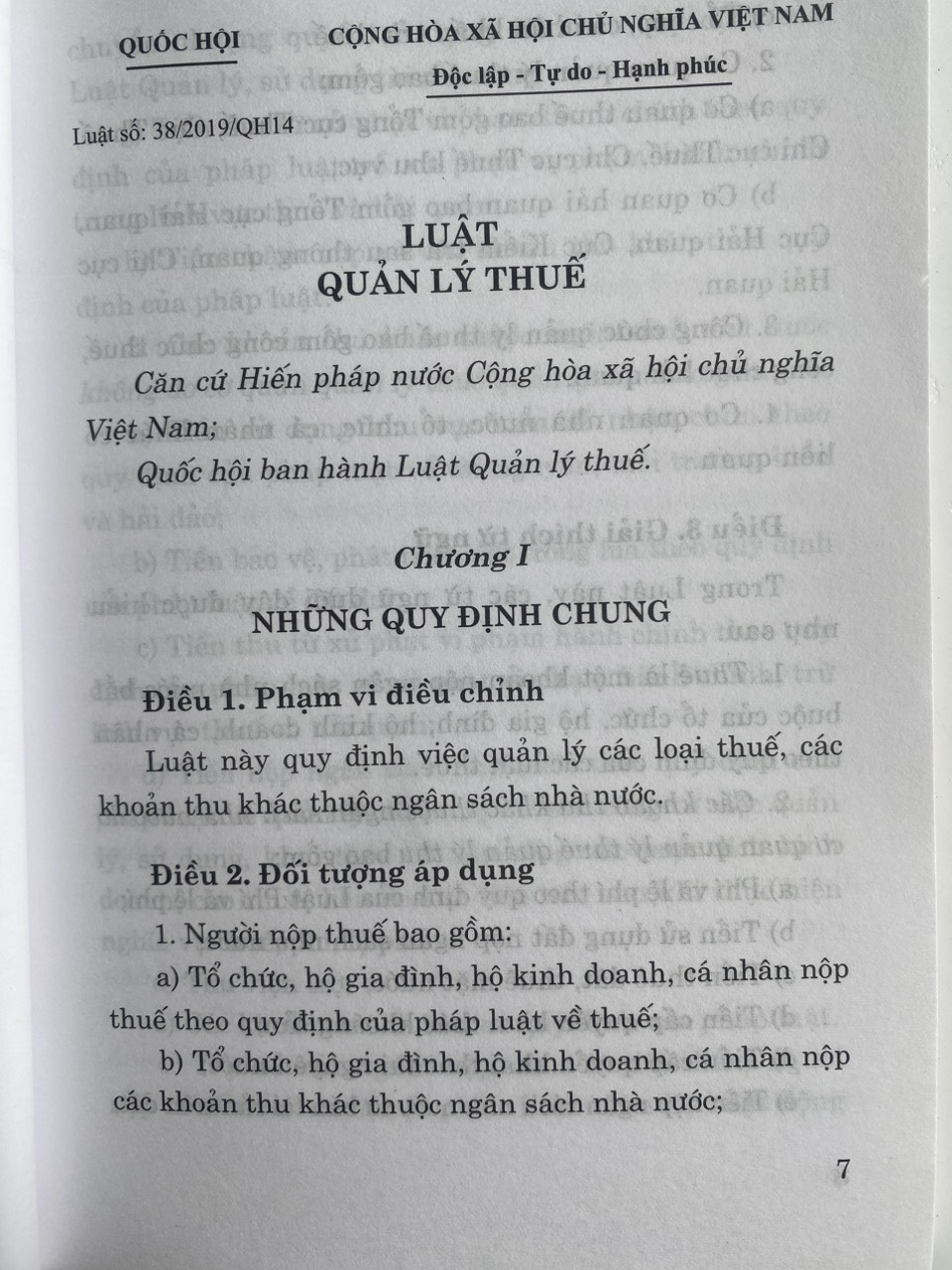Luật Quản Lý Thuế