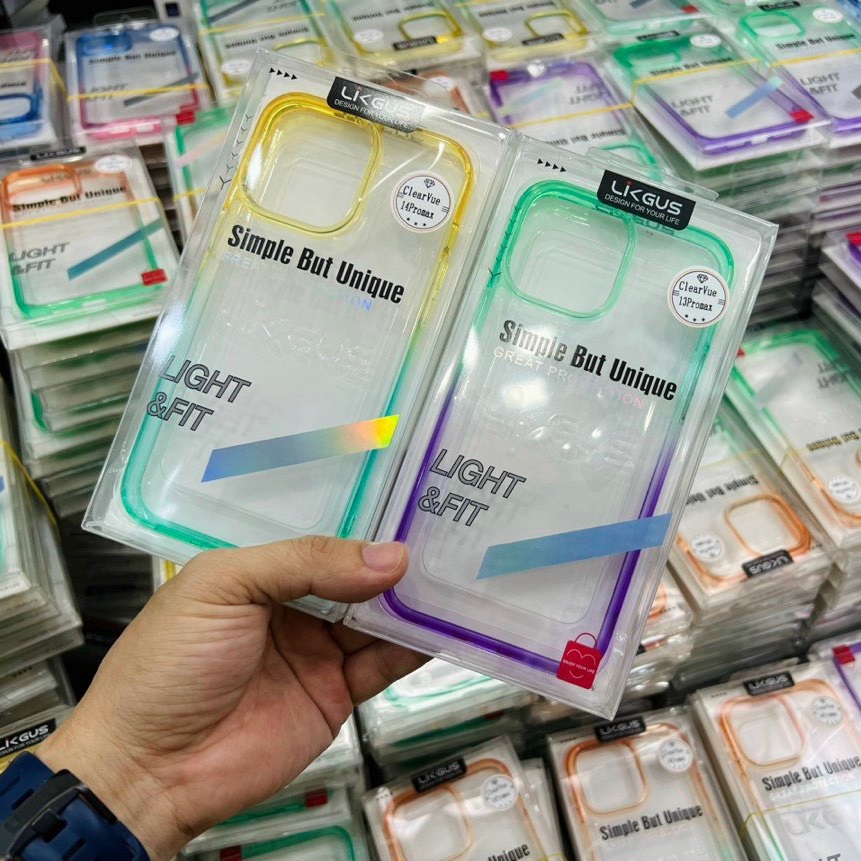 Ốp lưng chống sốc cho iPhone 13 / 13 Pro / 13 Pro Max / 14 / 14 Plus / 14 Pro / 14 Pro Max hiệu Likgus Gradient Clear - Thiết kế thời trang, chống chịu mọi va đập, gờ bảo vệ camera - Hàng nhập khẩu