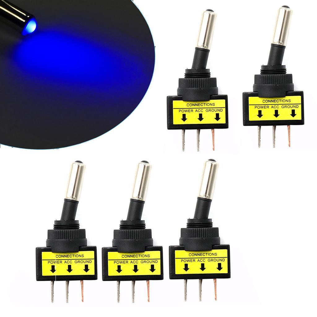 5pcs12V 20A LED Light OFF/ON SPST Toggle Rocker Switch 3Pin for Car Motorcycle Auto