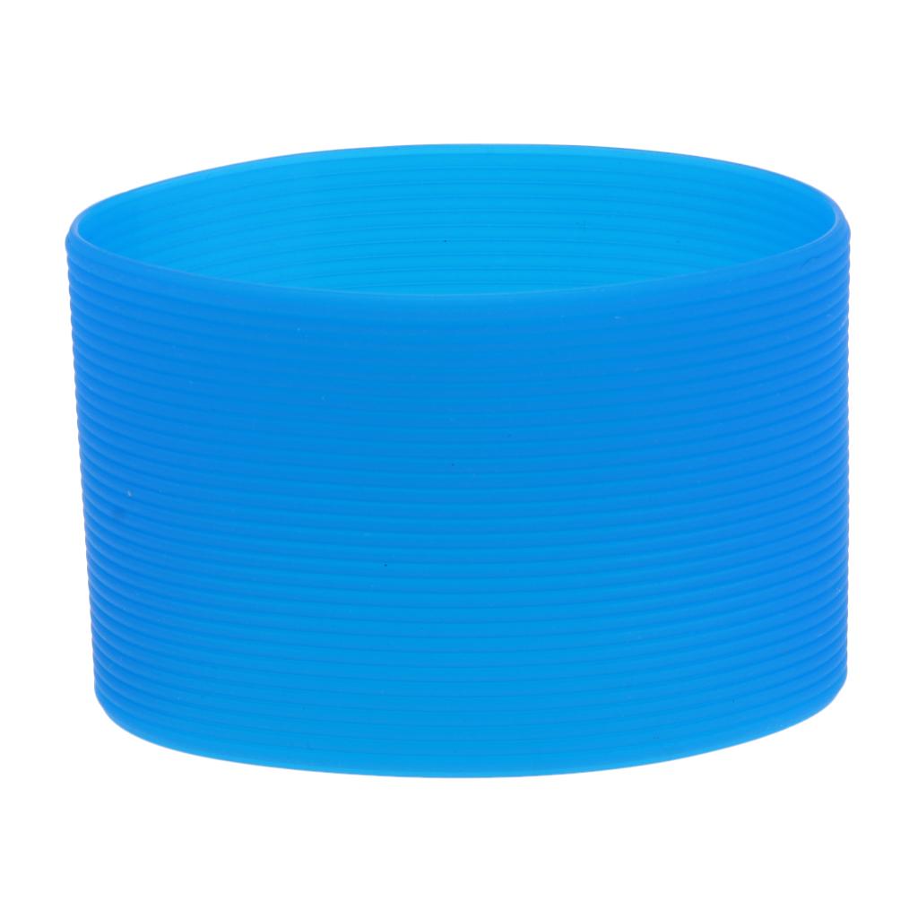 2xOutdoor Silicone Round Non-slip Water Bottle Mug Cup Sleeve Cover Dark blue