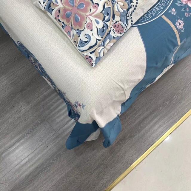 Set Cotton LiVing Hàng Nhập Khẩu Cao Cấp 4 Món 2020 Mẫu Hoa Khung Tròn