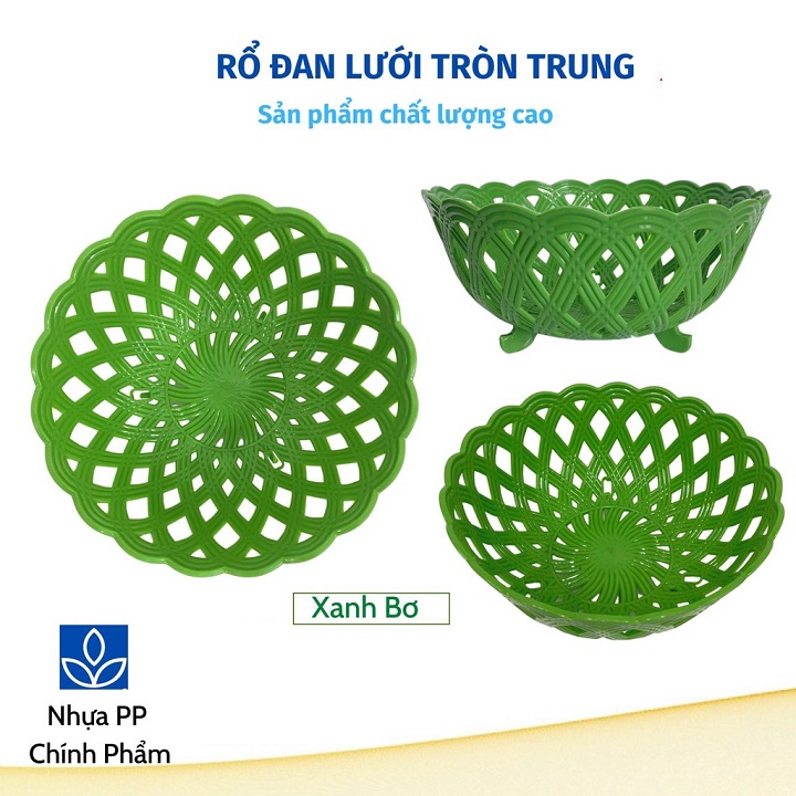 Rổ nhựa tròn đa năng đan lưới  đường kính 22 cm x 9 cm cao cấp